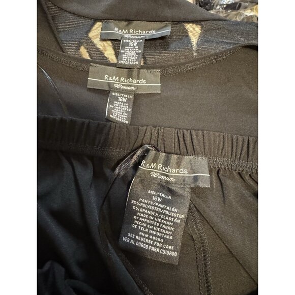 R & M Richards 16W Black 3 Pc Set Jacket Pant Suit Party Wedding Guest $190 NEW - Picture 13 of 16